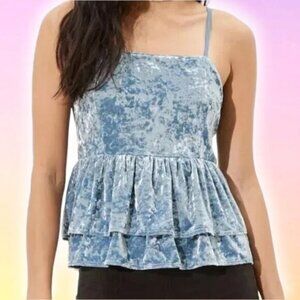 NWT AMERICAN EAGLE Crushed Velvet Tiered Babydoll Top Sz XS